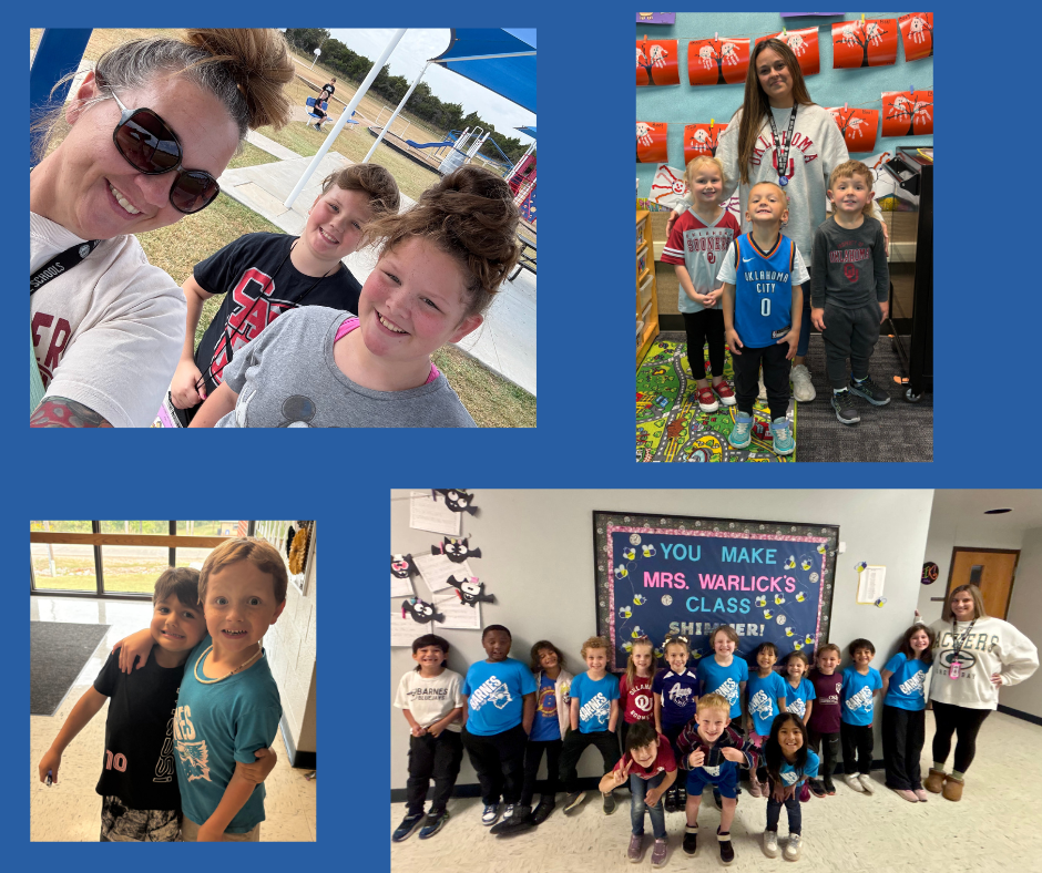 Students and staff wearing school or team attire.