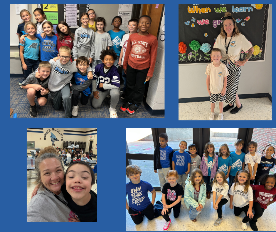 Students and staff wearing school or team attire.