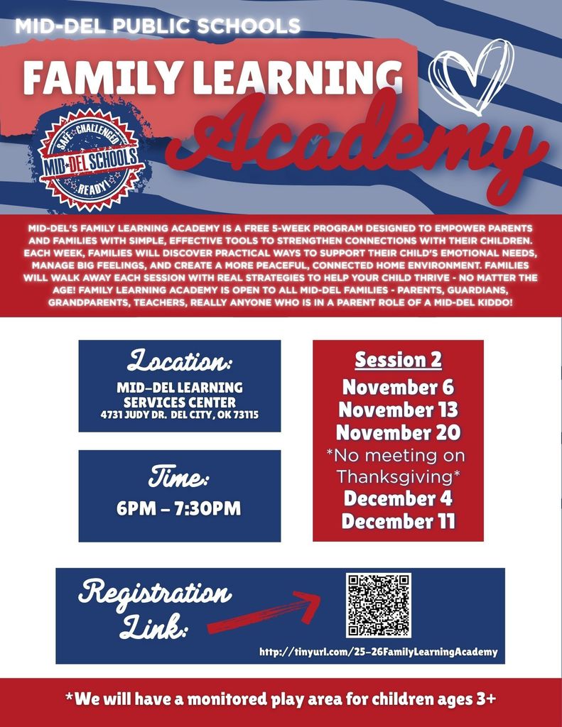 Join us for the Mid-Del Family Learning Academy.