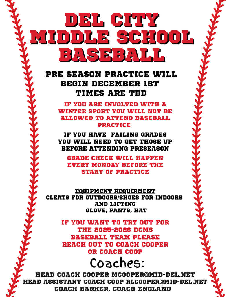 DCMS Baseball Pre-Season Information