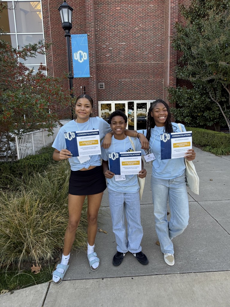Yesterday, students from Del City High School and Midwest City High School attended the University of Central Oklahoma Leadership Academy. This program helps freshmen build leadership skills and get early exposure to college life. We are proud that four students earned scholarships. Three students received $1,000 awards, and one student received a $500 award. Students who choose to attend UCO will get to use their scholarships. Congratulations to our students! #rollchos #mdurpose