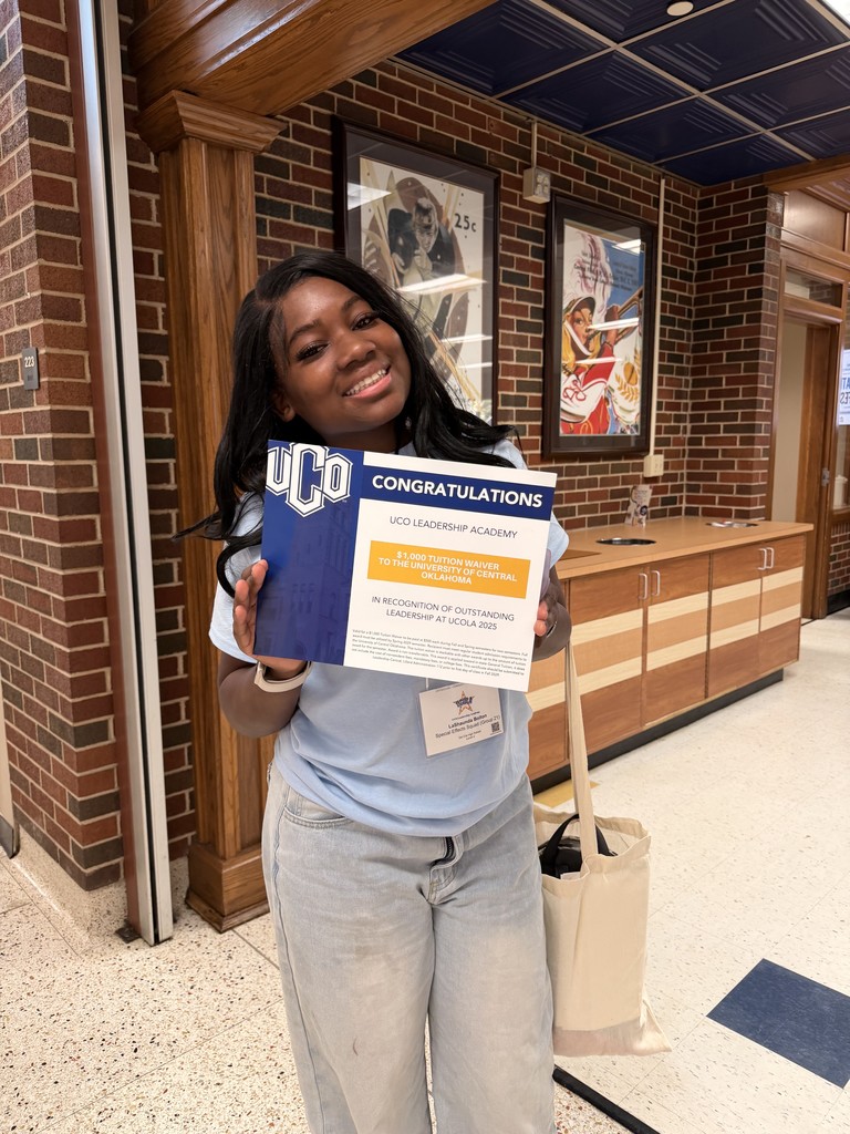 Yesterday, students from Del City High School and Midwest City High School attended the University of Central Oklahoma Leadership Academy. This program helps freshmen build leadership skills and get early exposure to college life. We are proud that four students earned scholarships. Three students received $1,000 awards, and one student received a $500 award. Students who choose to attend UCO will get to use their scholarships. Congratulations to our students! #rollchos #mdurpose