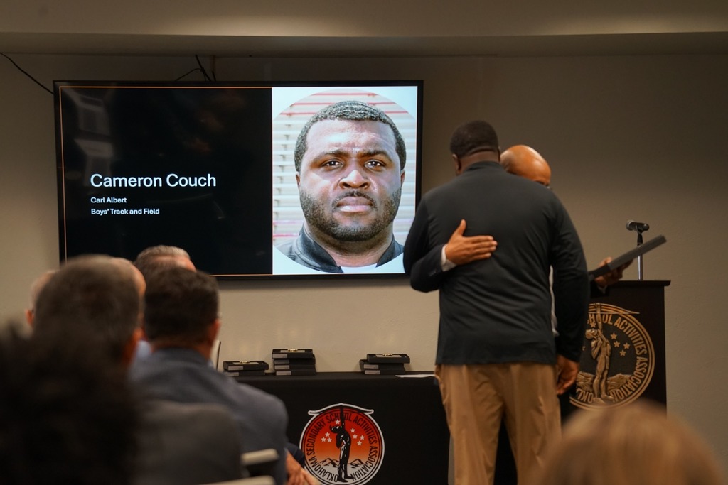 Big congratulations to Coaches Mike Dunn and Cameron Couch from Carl Albert High School! Both were honored today by the Oklahoma Secondary School Activities Association (OSSAA) as part of an elite group of 26 coaches across the state recognized for excellence in their sport during the 2024-2025 school year. Coach Mike Dunn was named the Overall Coach of the Year for Football, and Coach Cameron Couch was named the Boys Track Coach of the Year! Way to represent Mid-Del! #OneDistrictOneFamily #mdpurpose