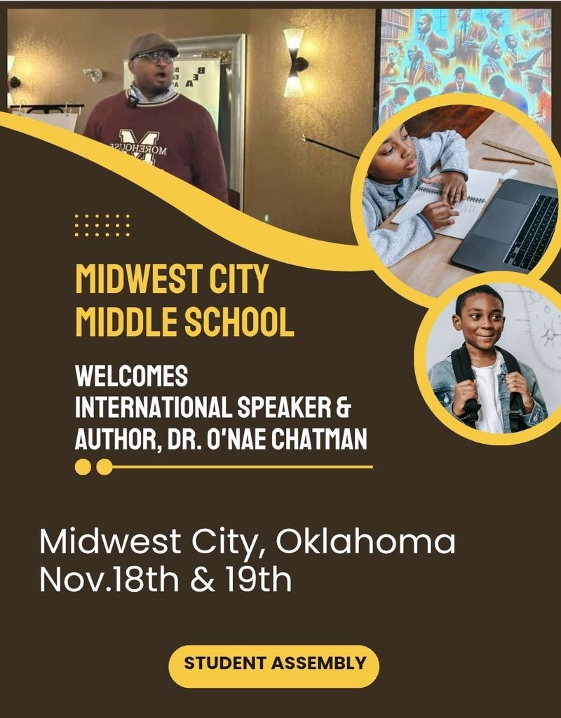 Dr O,Nae Chatman speaking, a student working on a computer, a student wearing a backpack smiling