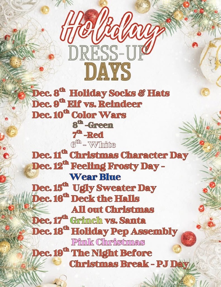 CAMS Holiday Dress Up Days