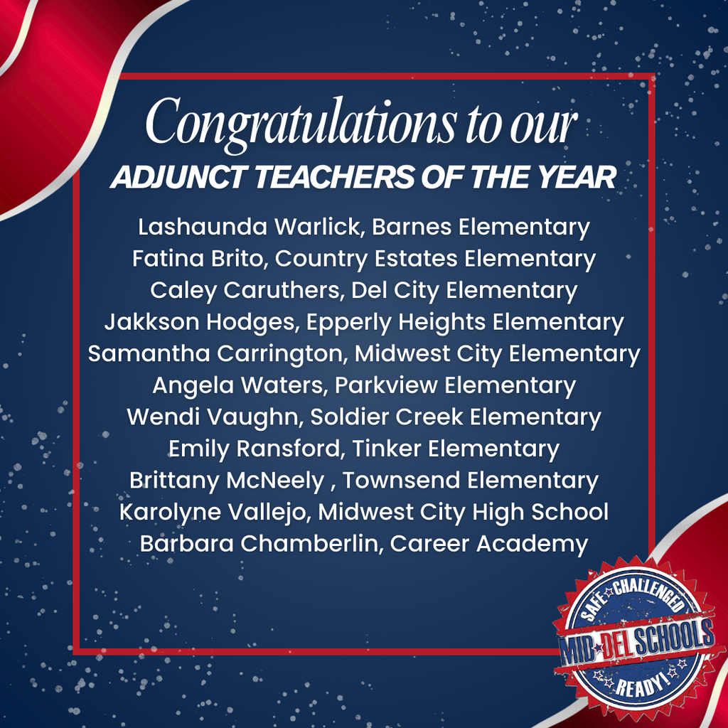 👏 Celebrating Our Adjunct Teachers of the Year Adjunct teachers are essential to student success, providing support and continuity in classrooms across the district. We are excited to announce our District Adjunct Teacher of the Year at the February 16 District Celebration.