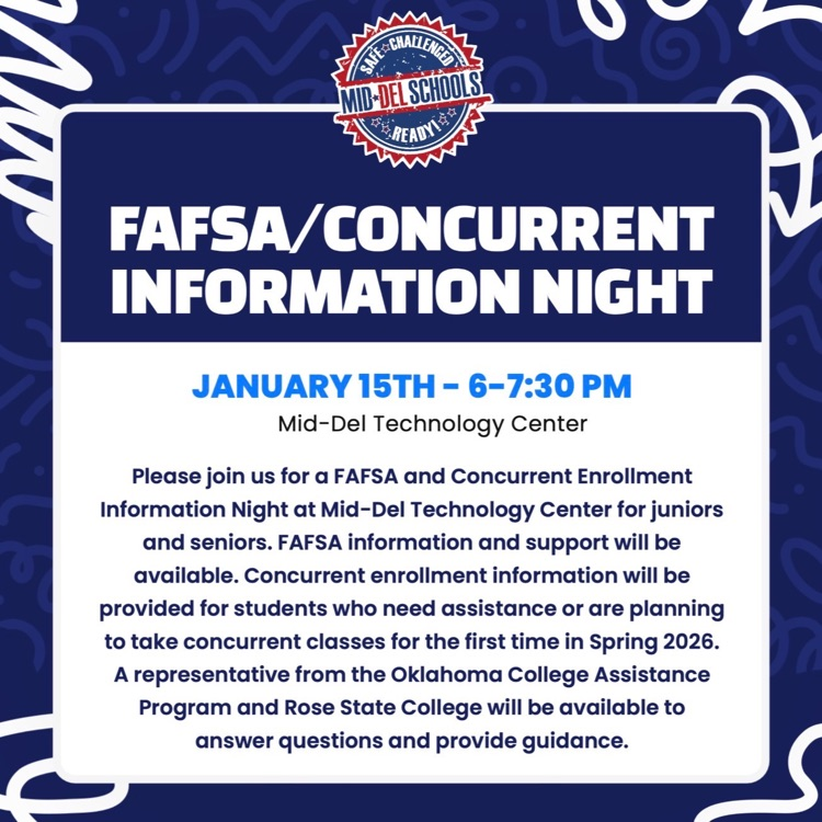 The image invites families to participate in FAFSA/Concurrent Night. 