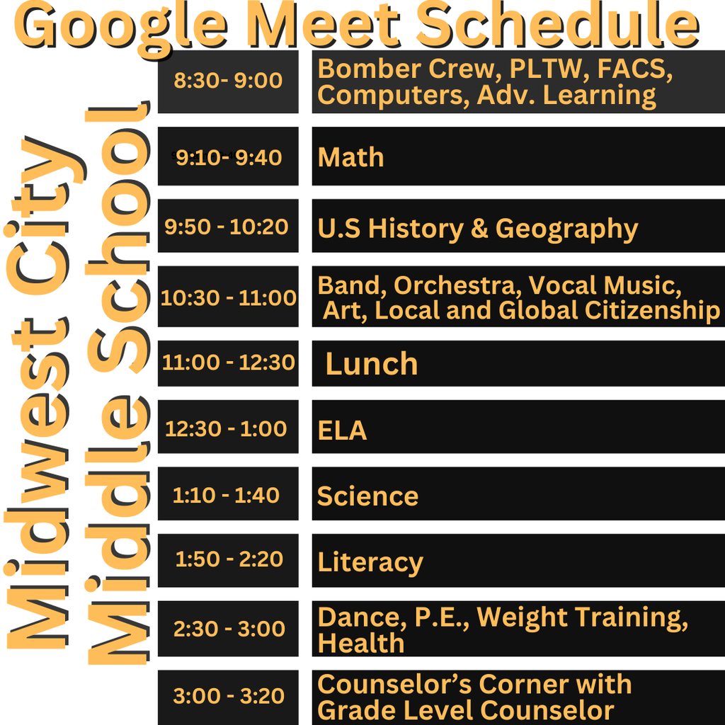 Remote Learning schedule