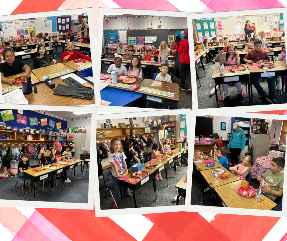 Images of students during their Valentine's parties.