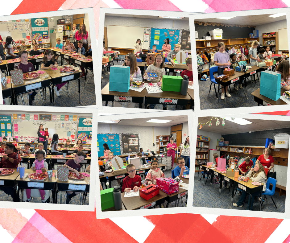 Images of students during their Valentine's parties.