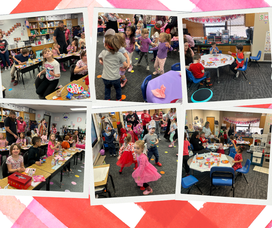 Images of students during their Valentine's parties.