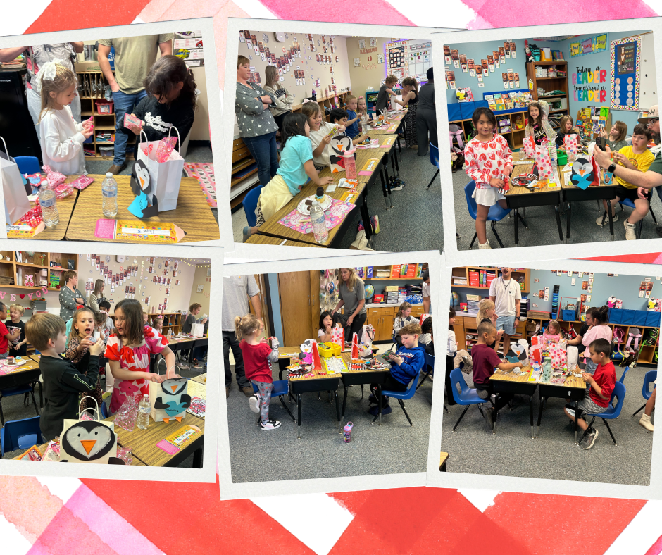 Images of students during their Valentine's parties.