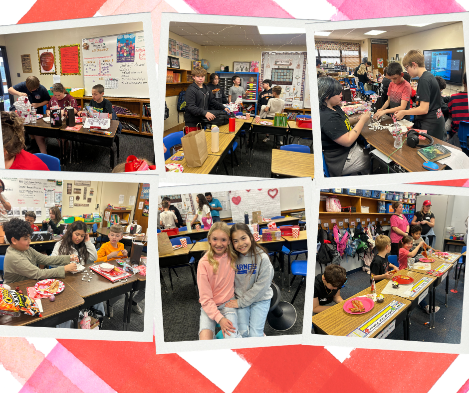 Images of students during their Valentine's parties.