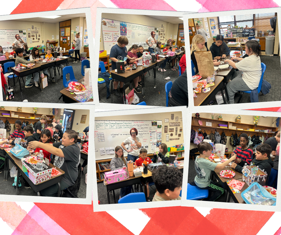 Images of students during their Valentine's parties.