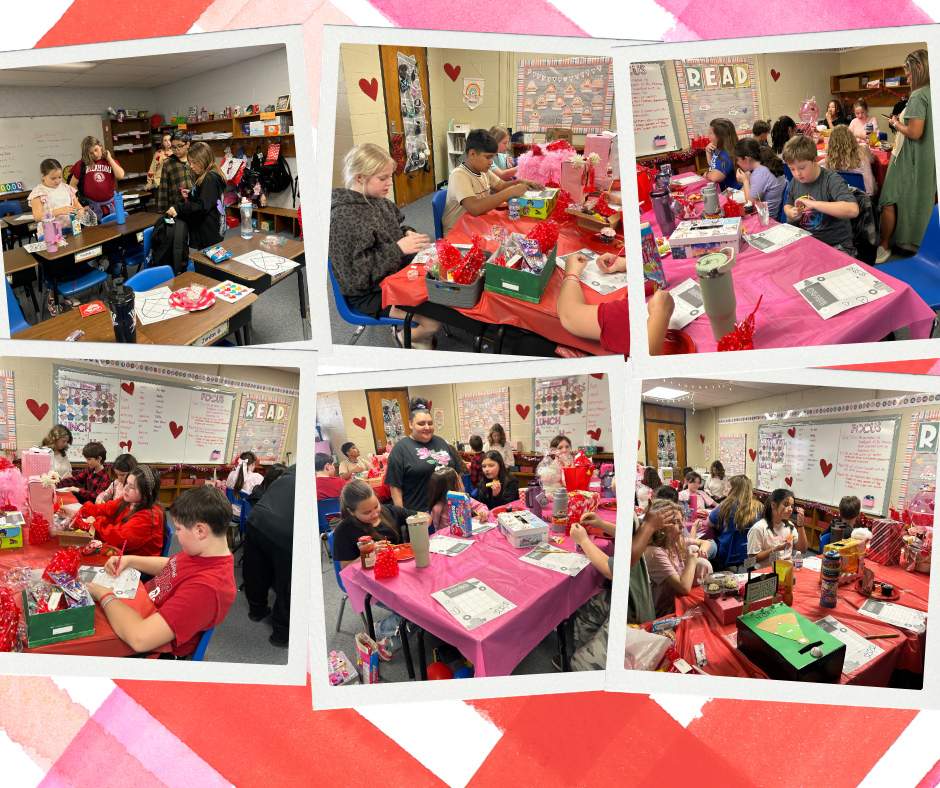 Images of students during their Valentine's parties.