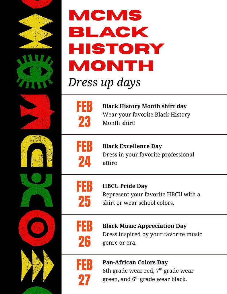 MCMs black History Dress Up Days