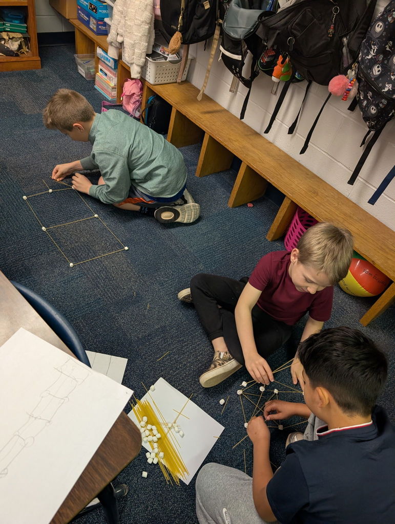 Image of third graders working together on a project.