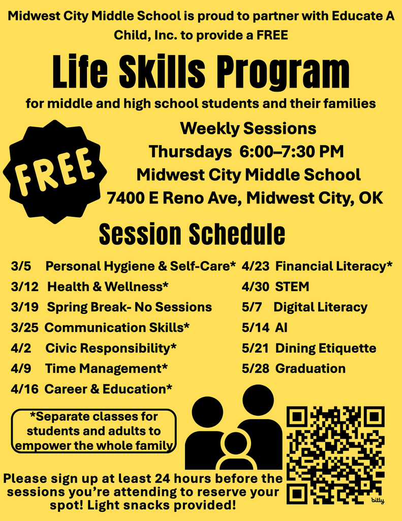 Yellow background with the upcoming scheduel