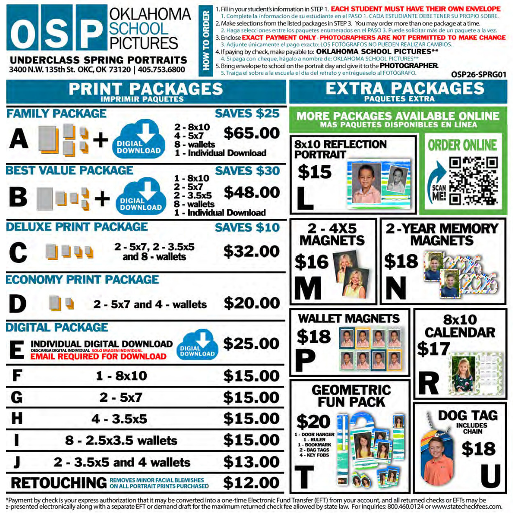 white background with the differentpicture packages available