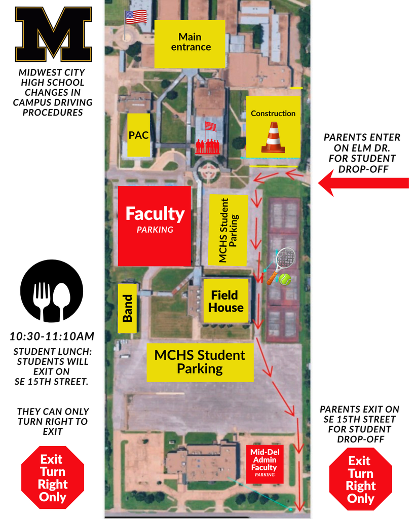 The Pick-up and Drop ofd flow for those who use the Elm Drive entrance. 