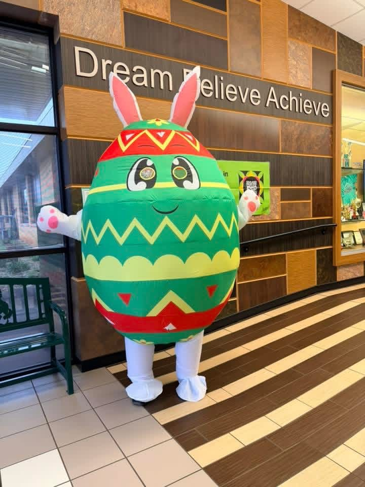 students dressed up for Easter and ready for an egg hunt