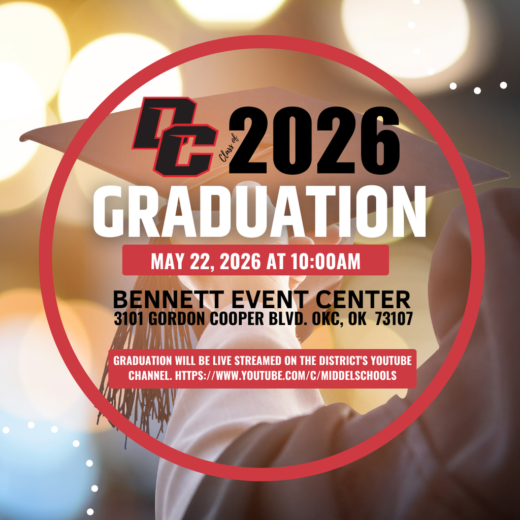 🎓 Graduation Day is Almost Here! 🎓  We are excited to celebrate the Class of 2026 as they walk the stage and mark this incredible milestone!  📍 Location: Bennett Event Center 📅 Date: Friday, May 22, 2026  Graduation Schedule: 🎓 Del City High School – 10:00 AM 🎓 Carl Albert High School – 2:00 PM 🎓 Midwest City High School – 6:00 PM  🎥 Can’t attend in person? We’ve got you covered! All ceremonies will be live streamed on our District YouTube channel: 👉 https://www.youtube.com/c/MidDelSchools  This is a special day for our students, families, and community as we honor years of hard work, dedication, and achievement. We can’t wait to celebrate each and every graduate as they take the next step toward their future.  💙 One District, One Family.