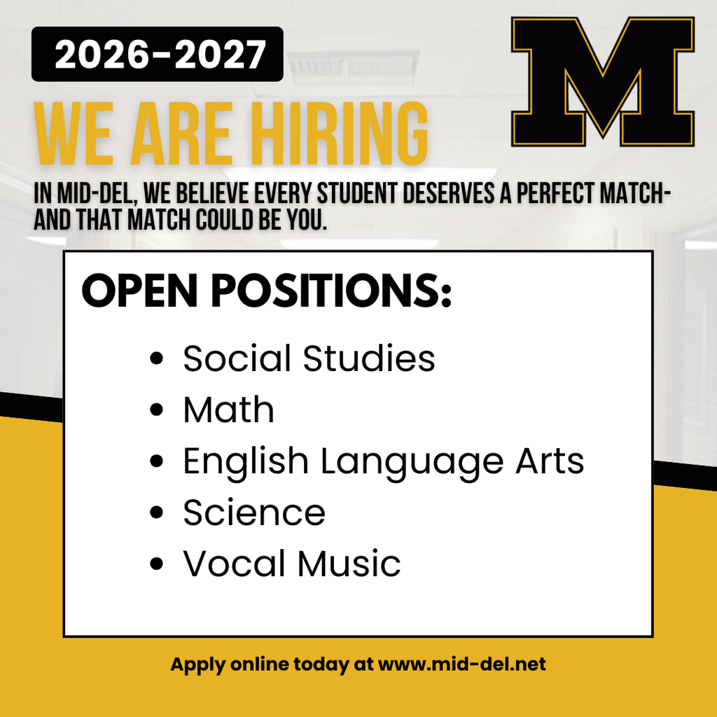 Open Positions: Social Studies, Math, ELA, Science, Vocal Music