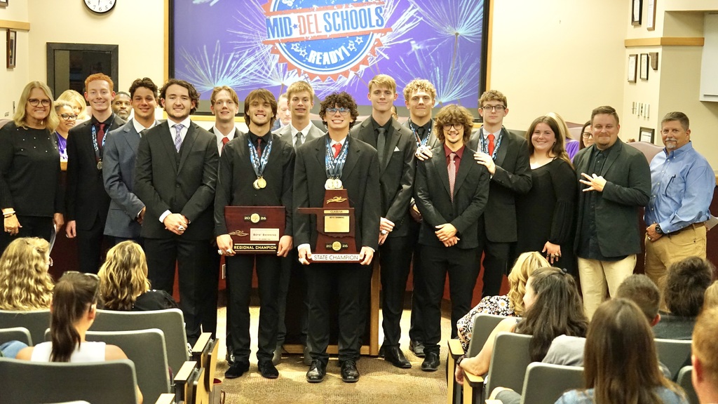 The Carl Albert Boys and Girls Swim Teams were recognized at the April 13th Board of Education for making history, both winning the Class 5A State Championship, the first time a school has swept both titles in 5A!  #OneDistrictOneFamily #mdpurpose #StateChamps