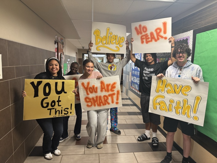 State testing encouragement signage.