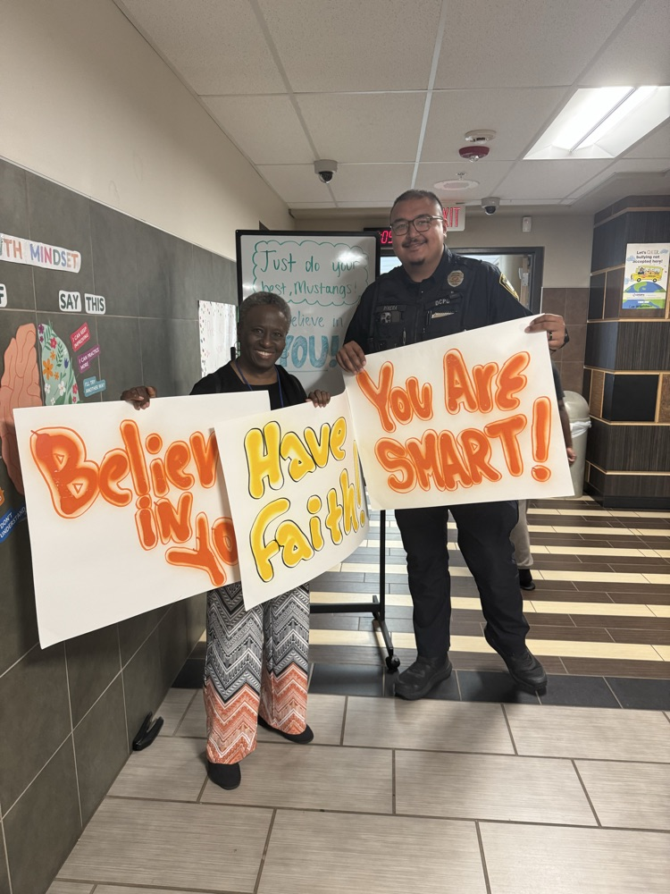 State testing encouragement signage.