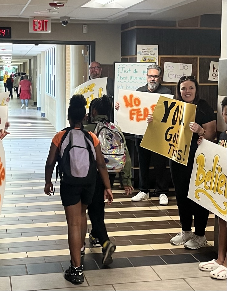 State testing encouragement signage.