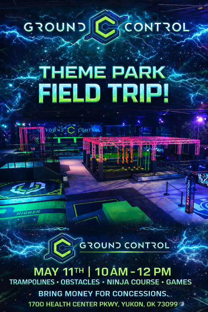 A picture of a very large room whih black lights and different areas with an obstacle courses and trampolines in glowing neon pink, green, and blue