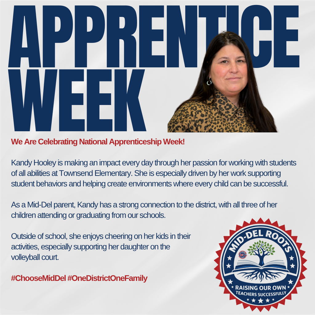 It’s National Apprentice Week, and there’s no better time to take the first step toward a career that makes a difference every single day. At Mid-Del Schools, we’re proud to grow our own through programs like Roots, our teacher apprenticeship program designed to support, train, and empower the next generation of educators. Whether you’re already in education or just starting to feel the calling, Mid-Del is a place where you’ll be supported, challenged, and celebrated every step of the way. This is more than a job. It’s a purpose. It’s a pathway. It’s a team that believes in you. If you’re ready to make an impact and be part of something bigger, we invite you to join the Mid-Del family. Come grow with us. #ChooseMidDel #OneDistrictOneFamily #NationalApprenticeWeek #mdpurpose