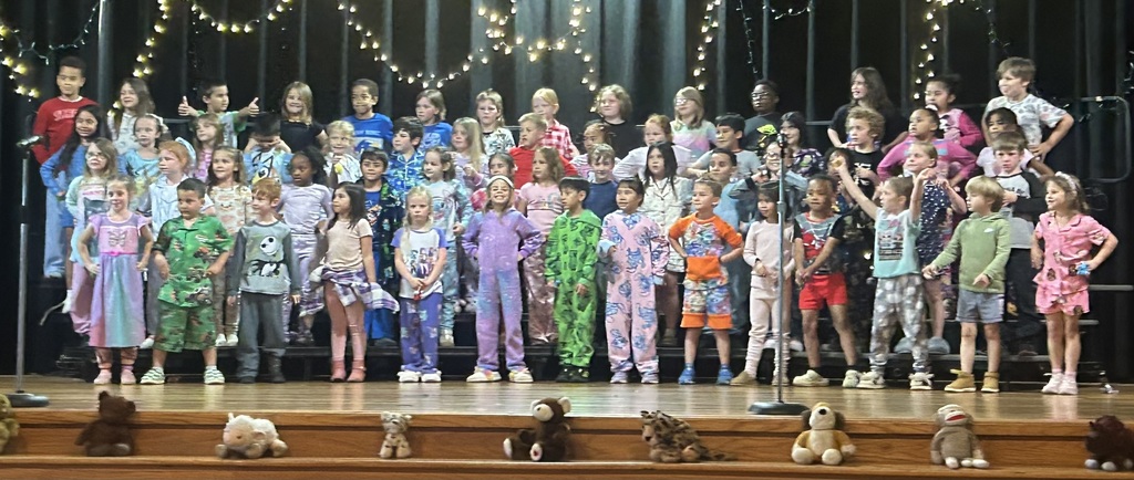 First grade students at Barnes Elementary performing in the play Pajama Party.