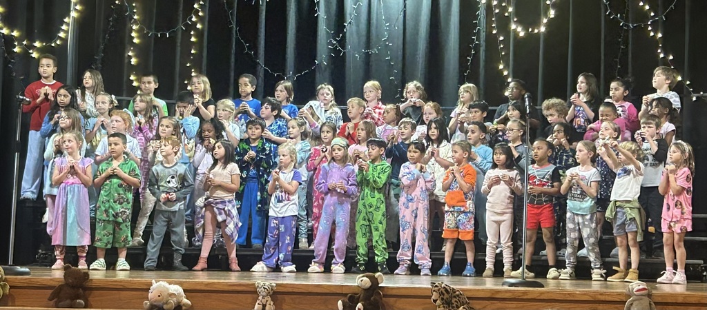 First grade students at Barnes Elementary performing in the play Pajama Party.