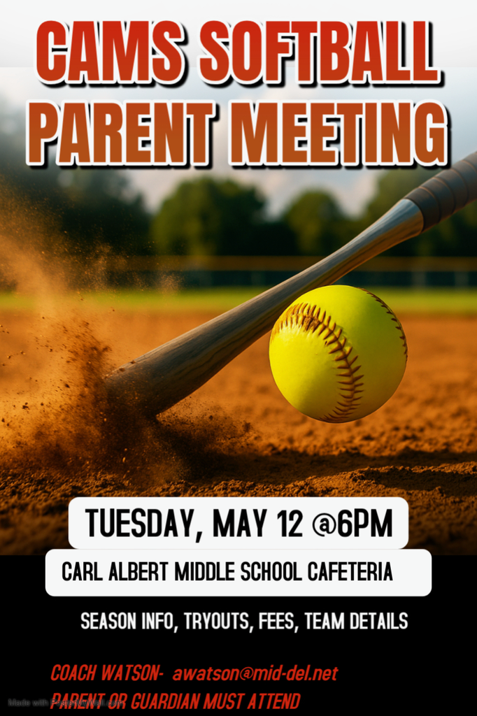 CAMS Softball Parent Meeting, Tuesday May 12th 6pm in the CAMS Cafeteria
