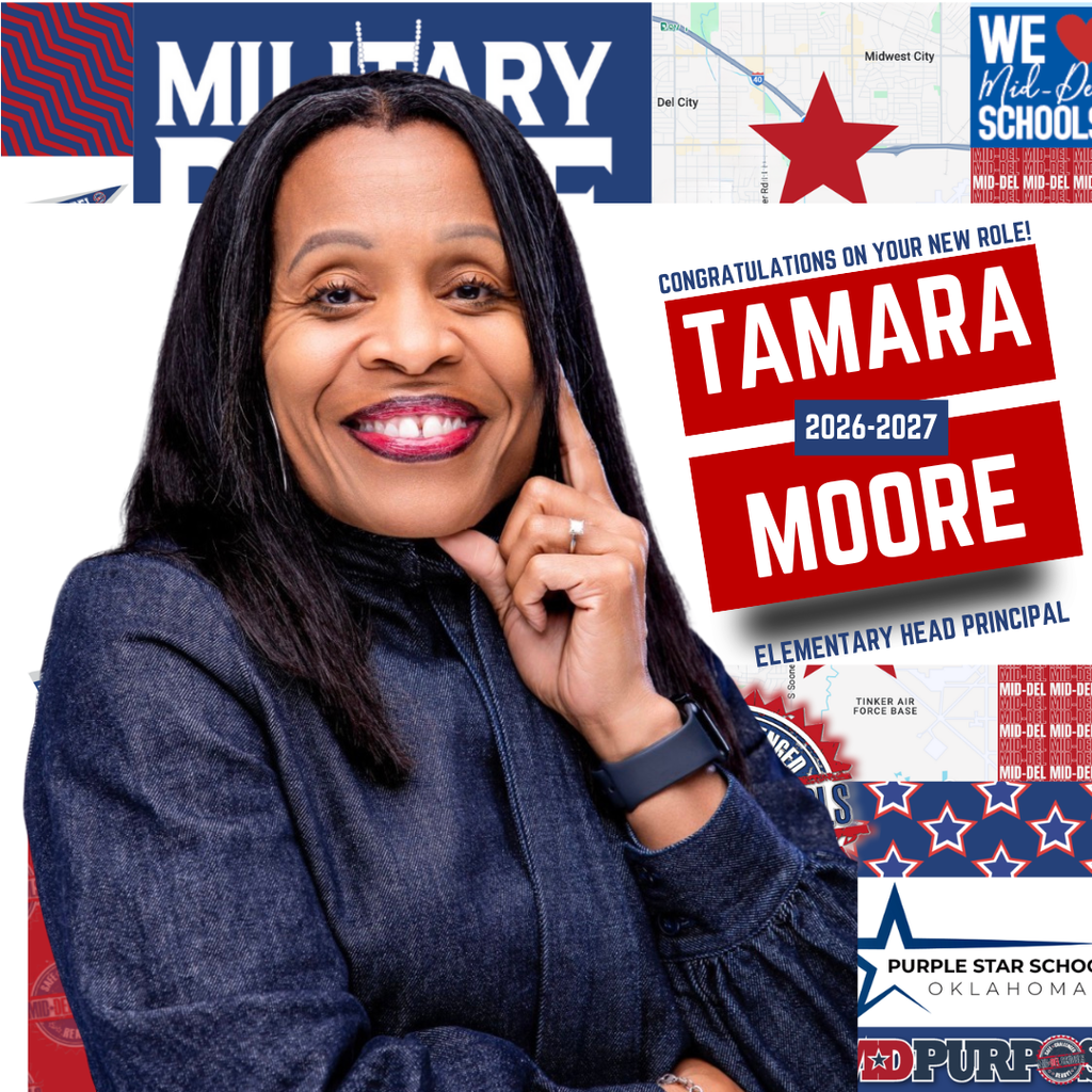 The Mid-Del Board of Education is proud to announce the appointment of Mrs. Tamara Moore as a Head Elementary Principal.  Tamara Moore, an Oklahoma City native, has dedicated over 13 years to serving the Mid-Del community as a passionate and committed educator. She began her career at Traub Elementary, where she taught for one year before transitioning to Midwest City Elementary. There, she spent a decade teaching fourth and fifth grade, positively impacting countless students while fostering a love of learning and academic growth. During her time at Midwest City Elementary, she also served as an instructional coach, supporting teachers and enhancing instructional practices across the school. Currently, Tamara serves as the Assistant Principal at Midwest City Elementary, where she continues to lead with a focus on student success, teacher development, and strong family partnerships. Beyond her professional role, Tamara is actively involved in ministry alongside her husband, Ronald, with whom she has shared 32 years of marriage. Together, they are proud parents of three adult children—two of whom are educators in the Mid-Del district, while the third is pursuing a basketball career overseas. Tamara remains deeply committed to serving elementary students, educators, and families in Mid-Del, and she looks forward to continuing to make a meaningful impact in her community.