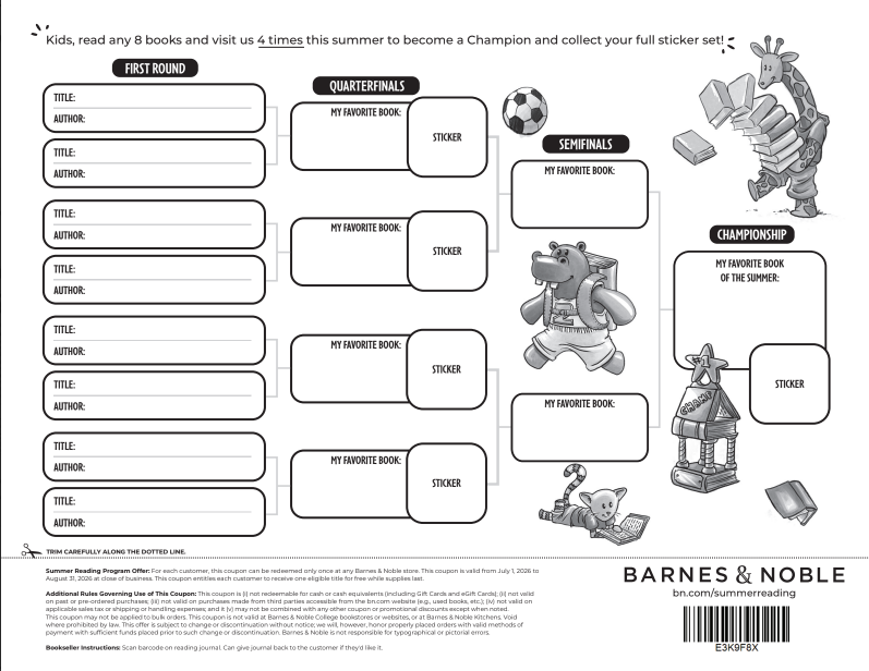 barnes and noble summer reading chart