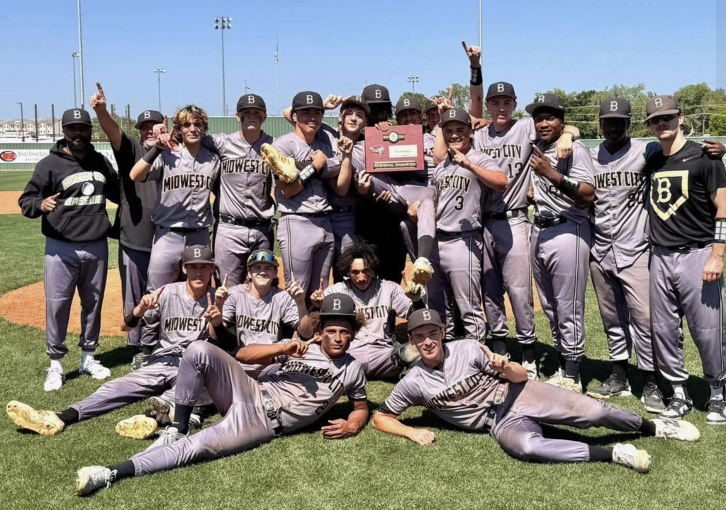 Bomber Baseball Team with Regional Tournament Trophy