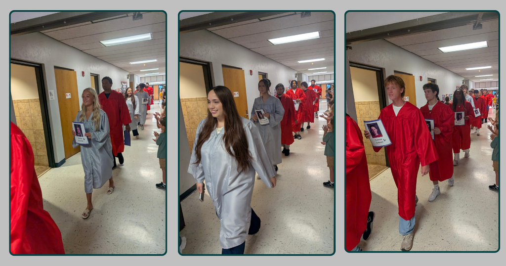 Students from Carl Albert High School do a Senior Walk down the halls of their old elementary school, Barnes Elementary.  