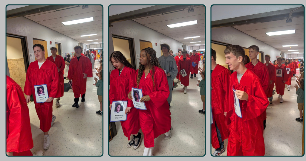 Students from Carl Albert High School do a Senior Walk down the halls of their old elementary school, Barnes Elementary.  