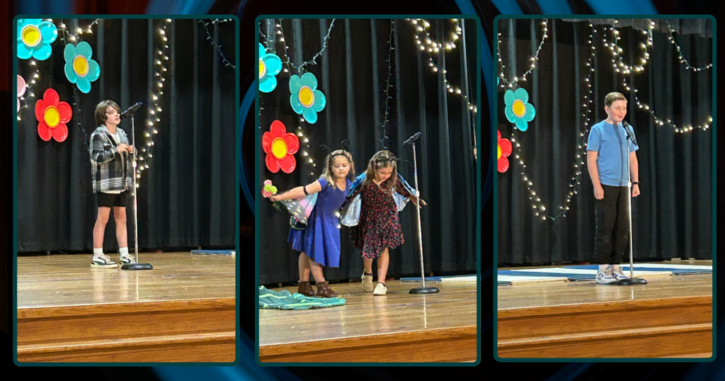 Students sing during the talent show at Barnes Elementary.  