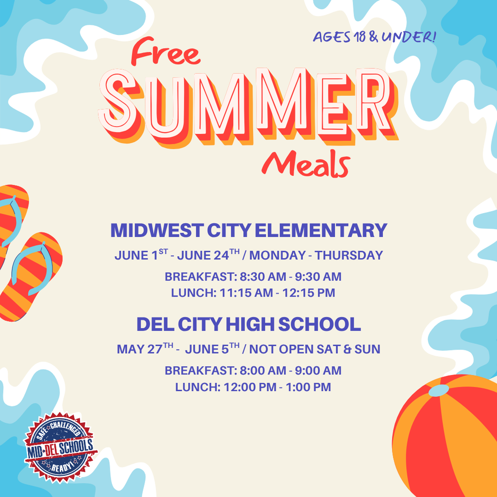 Due to construction, we are not able to conduct the Summer Food Service Program at Midwest City High School this year. 