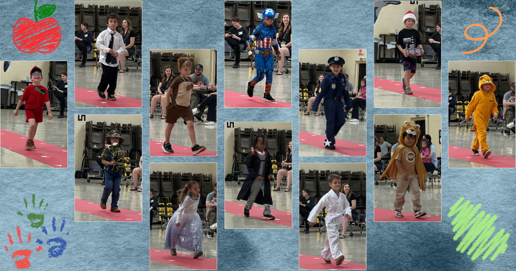 Kindergarten students walk the Letter Sound Fashion Show at Barnes Elementary.  