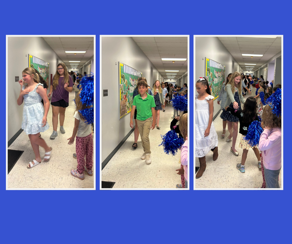 PreK-4th grade students cheer the 5th graders on as they walk to their promotion ceremony at Barnes Elementary.  