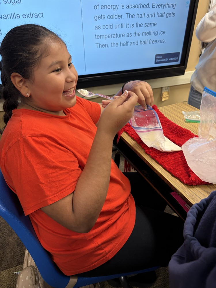 fourth graders making ice cream