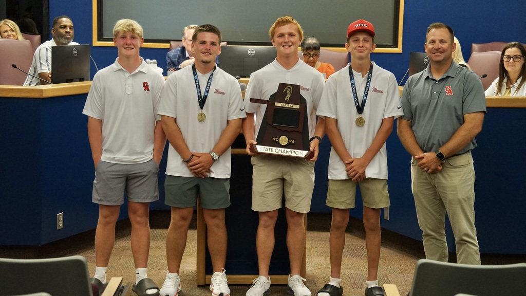 Tonight, the Carl Albert Titans Golf Team was recognized by the Mid-Del Board of Education for bringing home the Class 5A State Championship! Congratulations, Titans, on an unforgettable season and a well-earned state title!   #ChooseMidDel #MDPurpose 