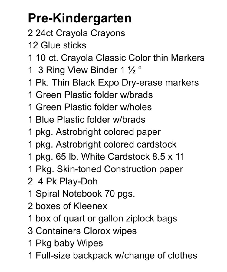 School Supply Lists 