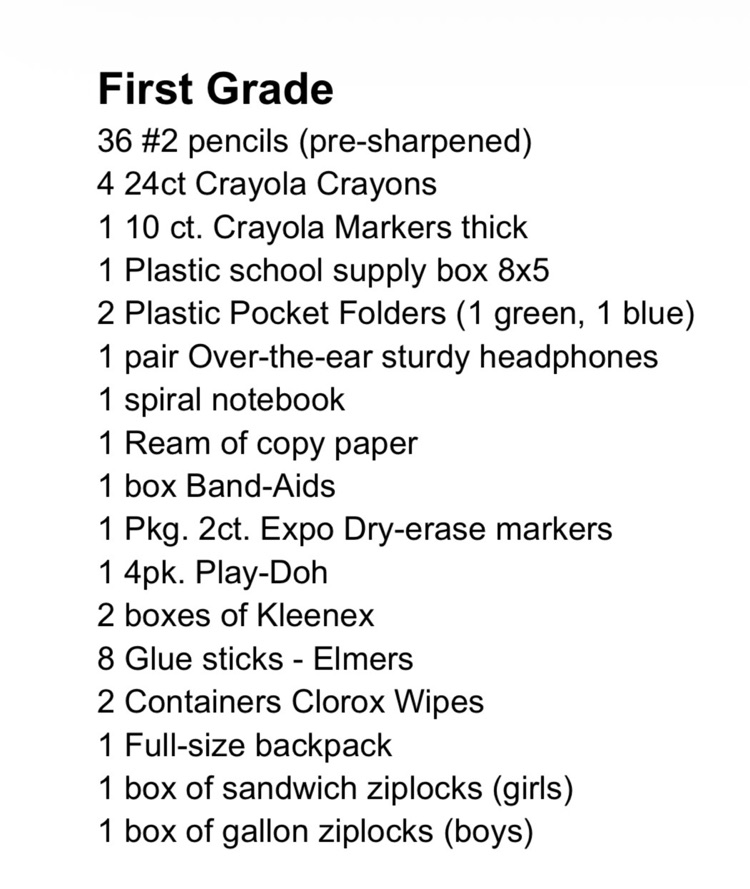 School Supply Lists 
