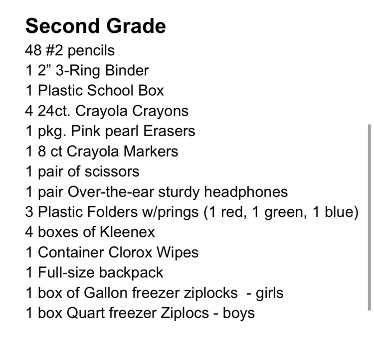 School Supply Lists 